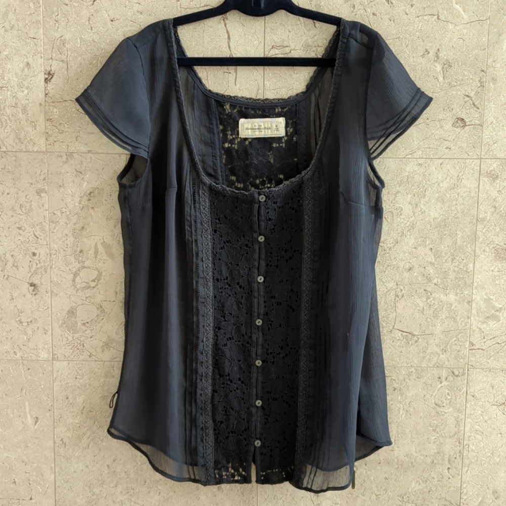 Sheer navy blue top